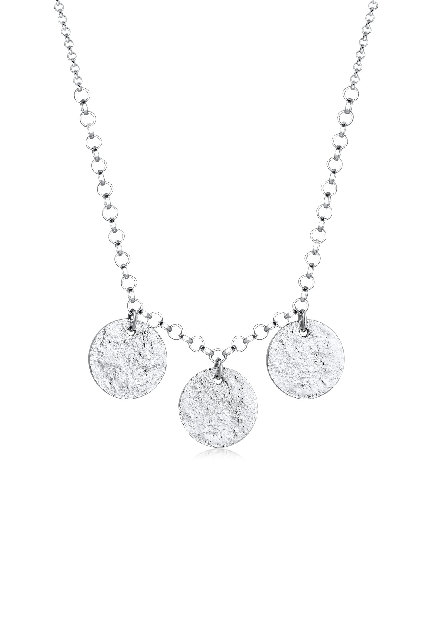 Elli Kette mit Anhänger Erbskette Kreis Geo Plättchen Minimal 925 Silber