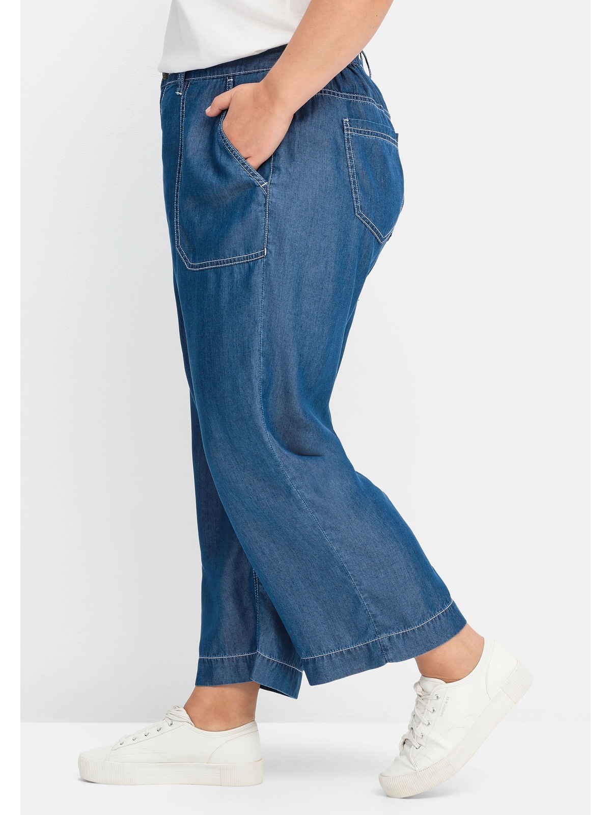 Sheego Weite Jeans »Große Lyocell, I\'m Größen«, Kontrastnähten aus | walking TENCEL™ kaufen mit