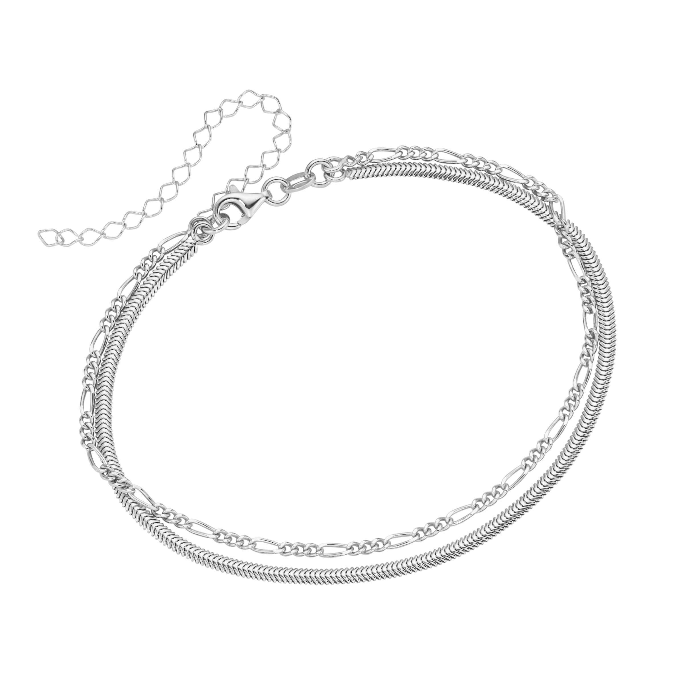 Smart Jewel Fußkette flach Schlangenkette Silber 925 Figarokette