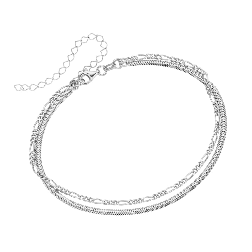 Smart Jewel Fußkette Figarokette Schlangenkette flach Silber 925