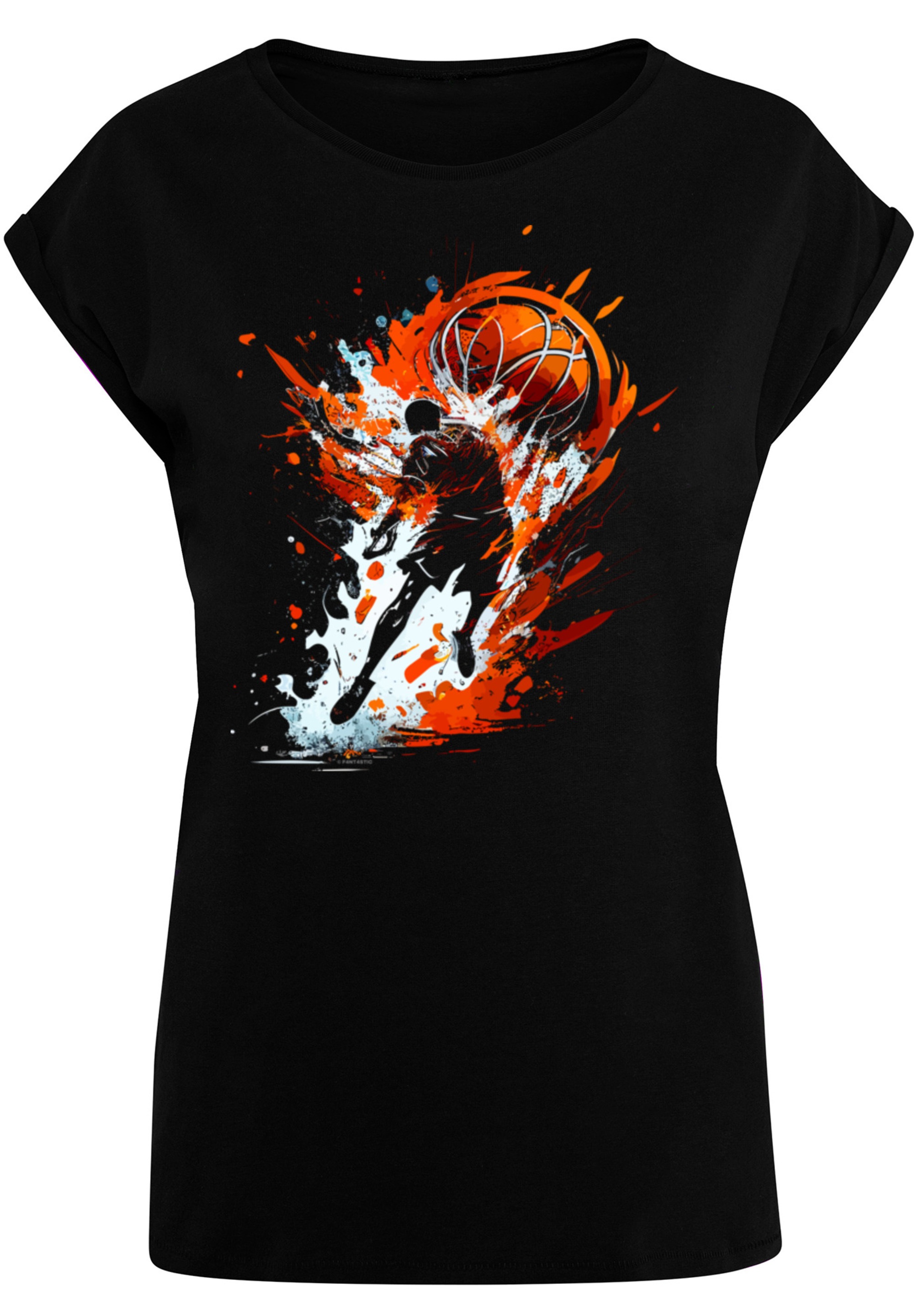 F4NT4STIC T-Shirt »Basketball Splash shoppen Sport Print SLEEVE«, SHORT Orange
