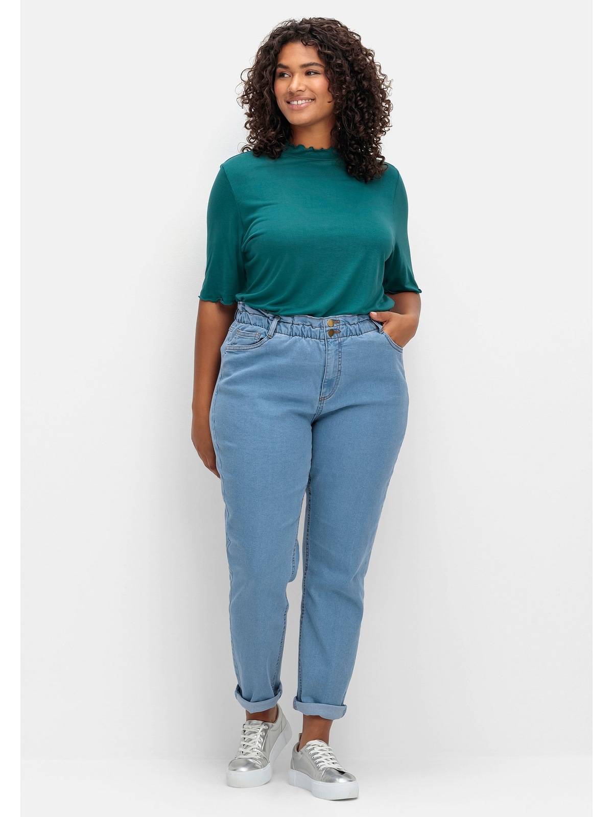 Sheego T-Shirt »Große Größen«, mit Stehkragen und Wellensaumkanten online  kaufen | I'm walking