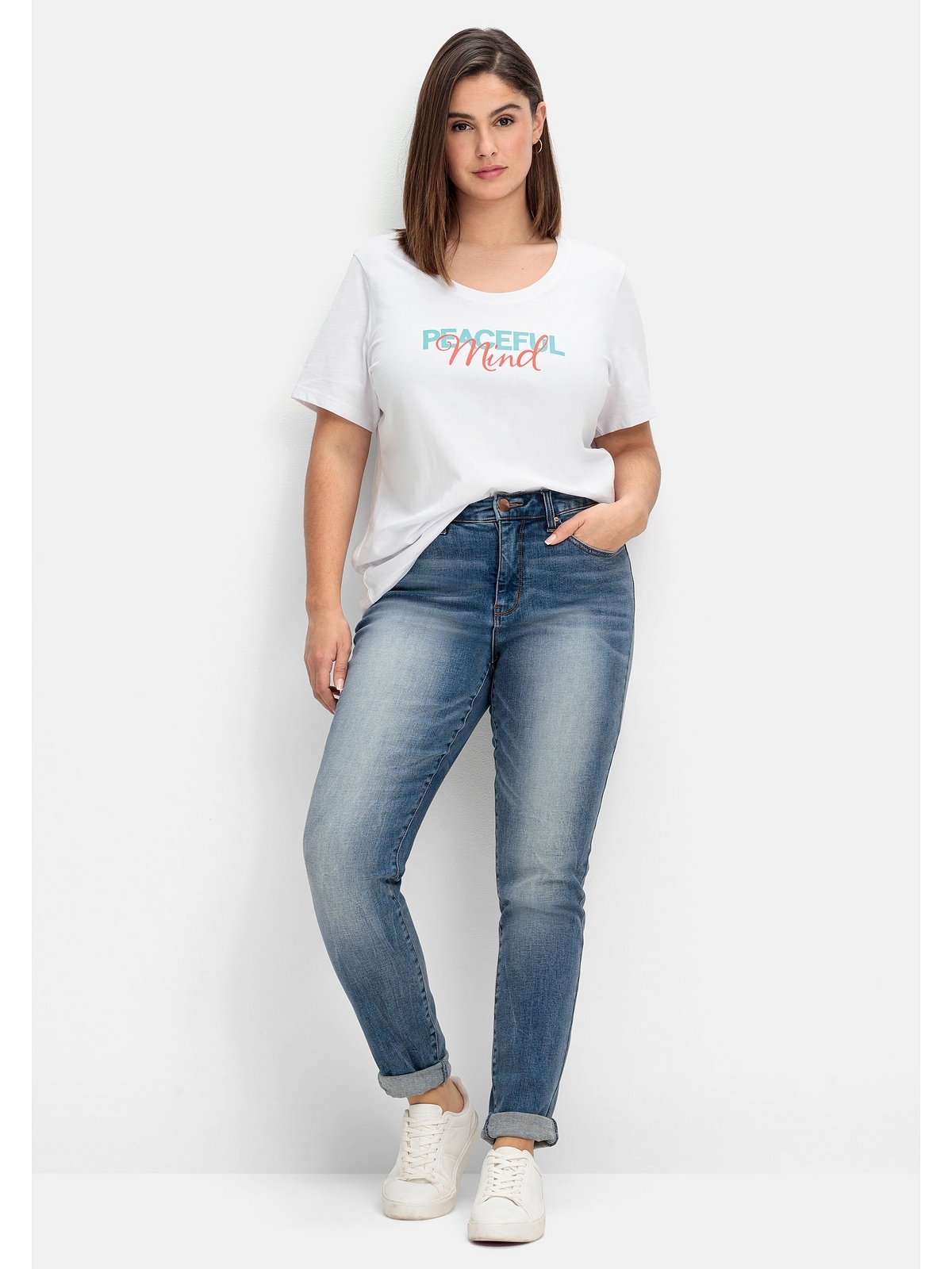 Sheego T-Shirt mit »Große Statement-Frontdruck Größen«, bestellen