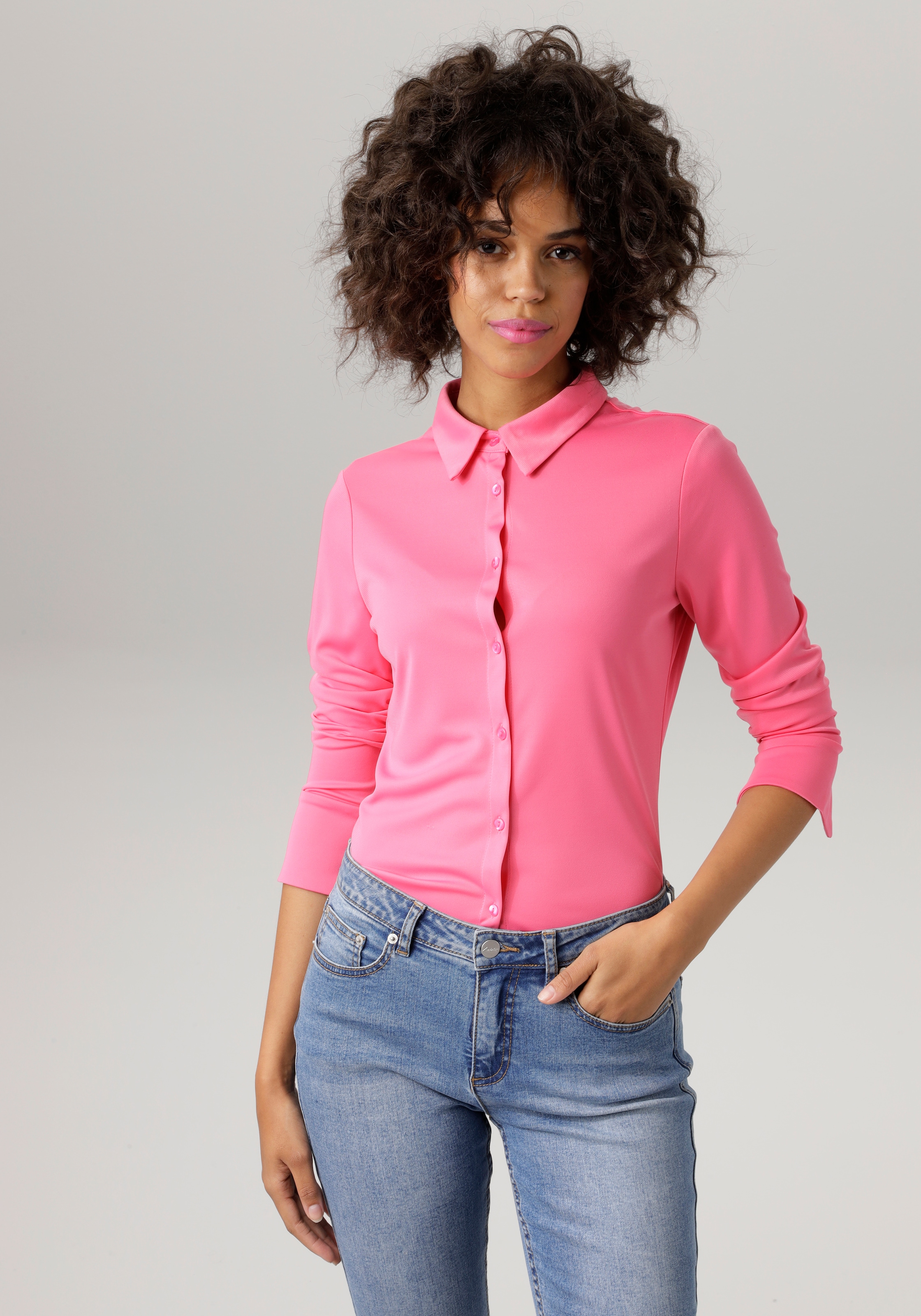 Aniston CASUAL Hemdbluse, in strukturierter I\'m | bestellen walking Jersey-Crepé-Qualität