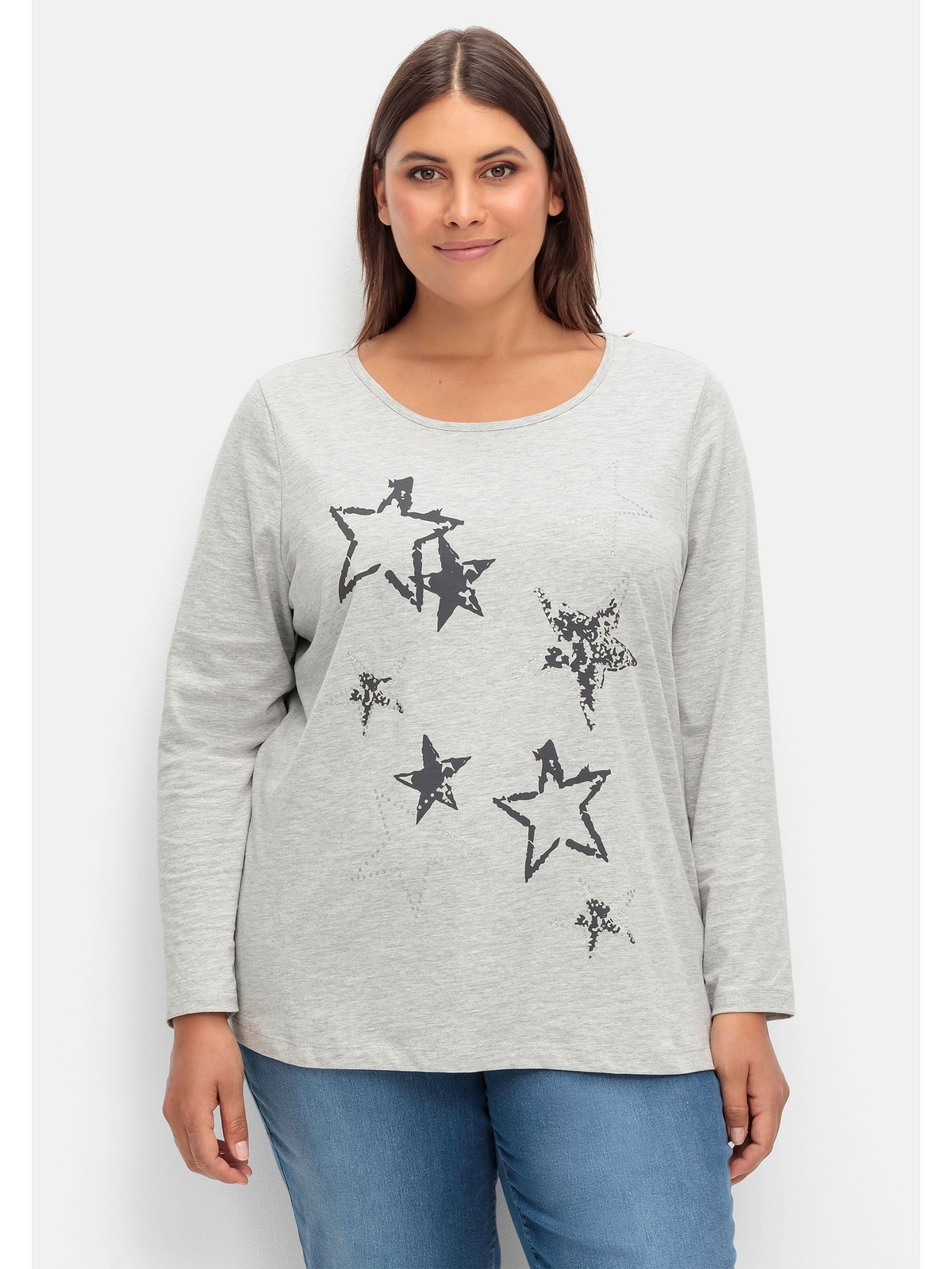 Sheego Langarmshirt »Große Größen«, mit Sternen-Frontdruck online kaufen |  I\'m walking