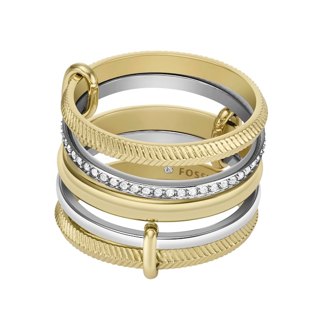 »JEWELRY PRESTACK | mit TWO-TONE Fossil RING, Glassteinen UP Fingerring STACKED walking JF04592998«, ALL I\'m