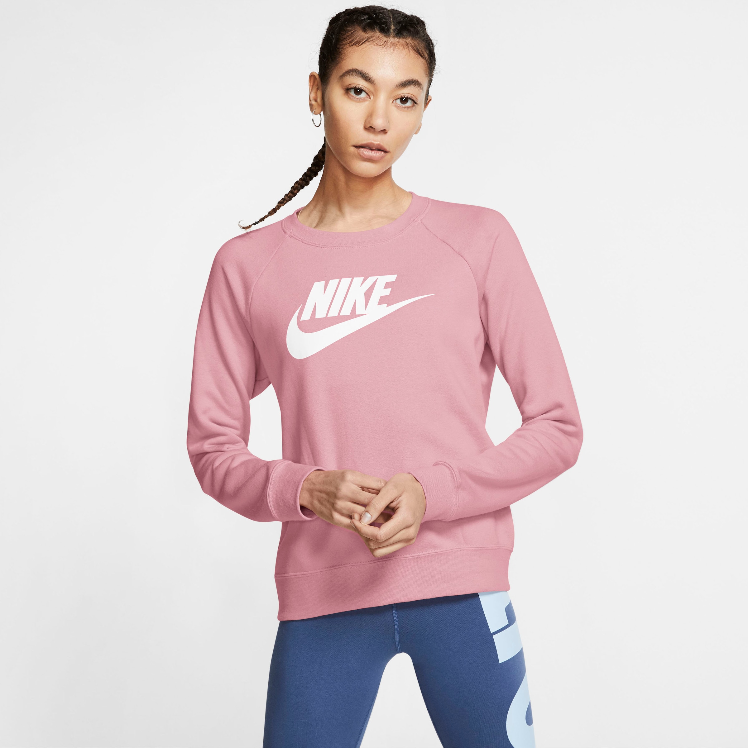 nike essential crew sweatshirt pink