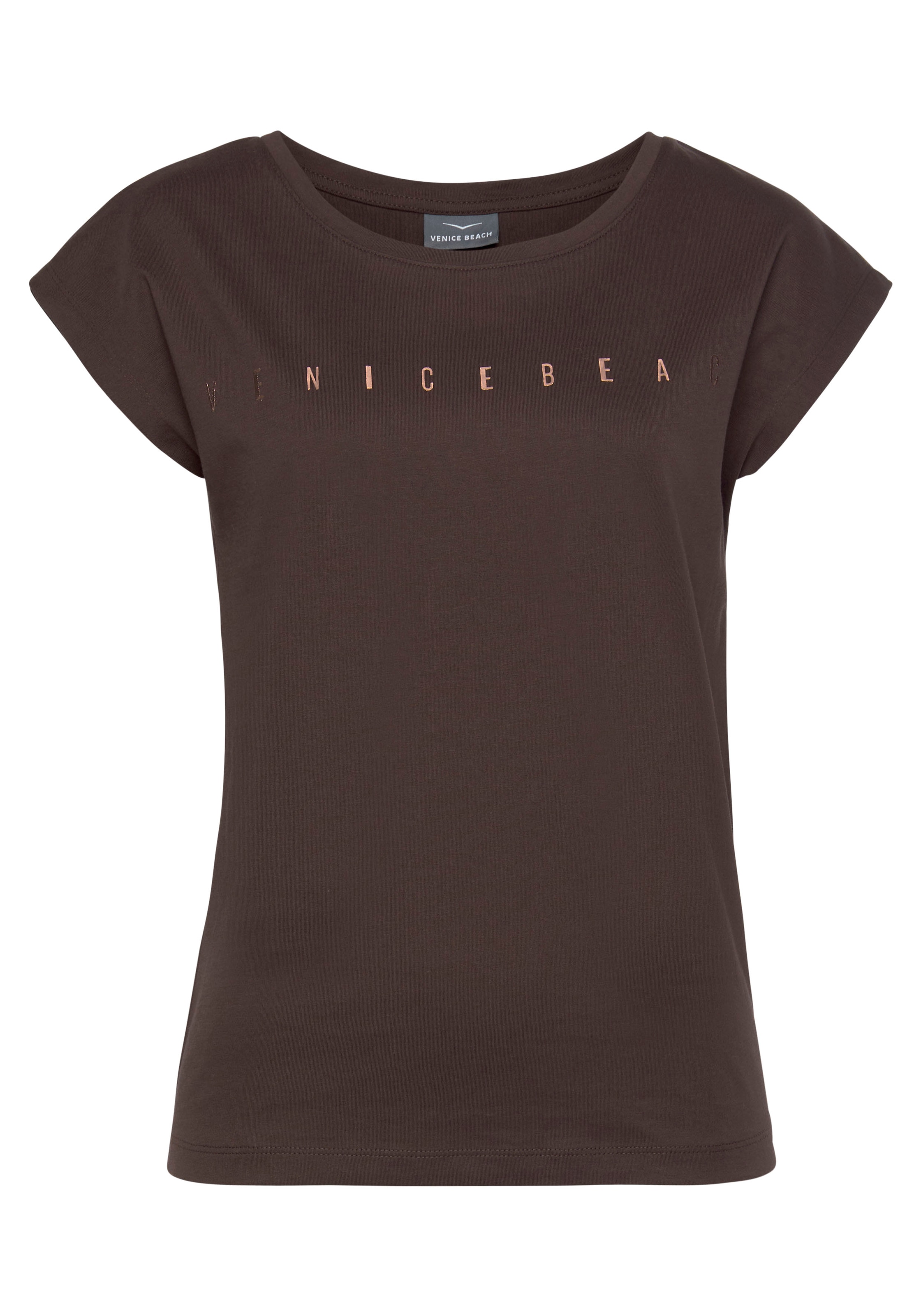 Kurzarmshirt, glänzendem mit Beach Logodruck, Venice Baumwolle kaufen T-Shirt aus