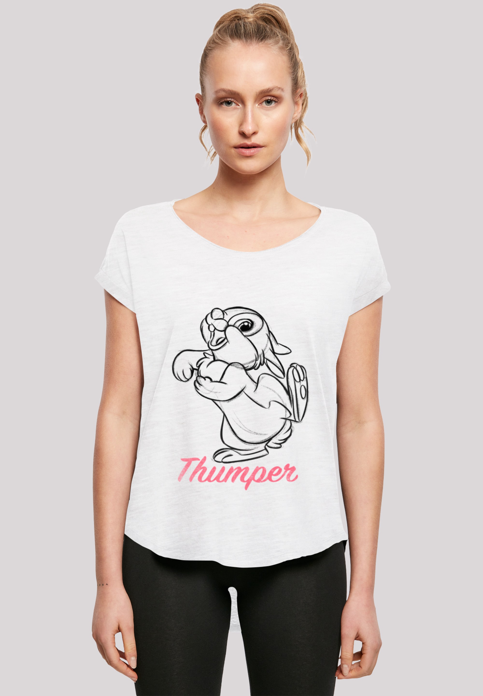 F4NT4STIC T-Shirt Line walking Merch ,Lang,Longshirt,Bedruckt I\'m kaufen »Disney Klopfer Bambi Zeichnung«, Damen,Premium 