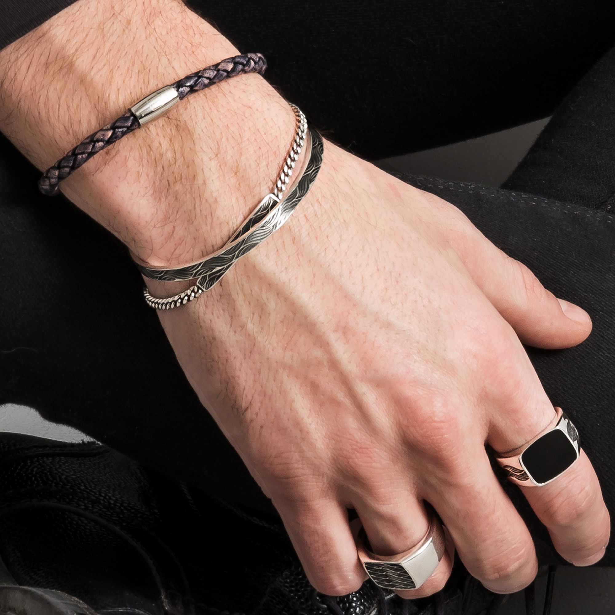 CAÏ Armband »925/- Silber bestellen walking oxidiert 19cm« I\'m Sterling | Wellen