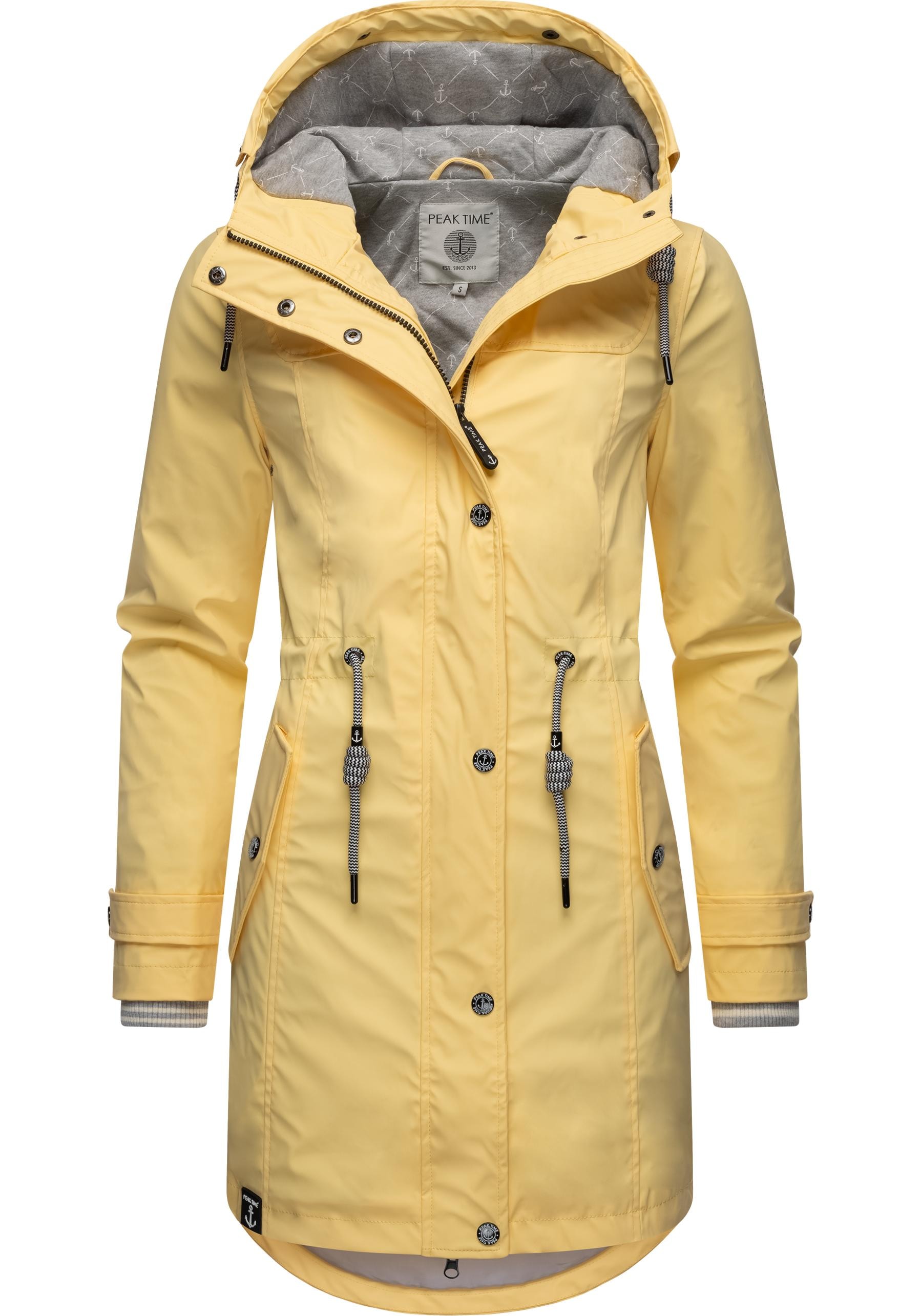 PEAK TIME Regenjacke stylisch für Kapuze, taillierter »L60042«, Damen shoppen Regenmantel mit