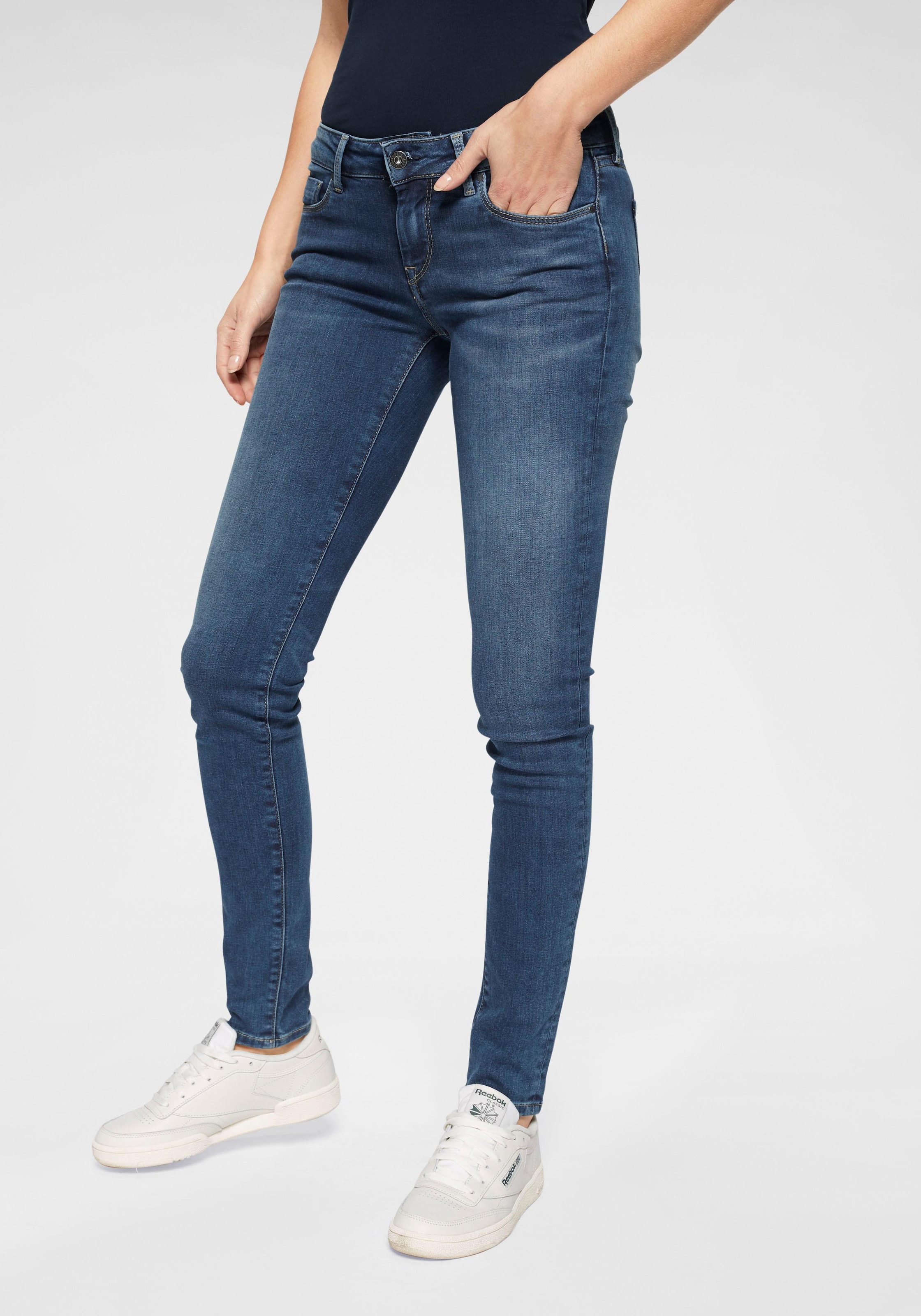 mit Skinny-fit-Jeans Jeans walking Bund Stretch-Anteil »SOHO«, 5-Pocket-Stil shoppen I\'m 1-Knopf und Pepe im |