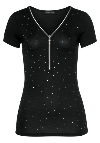 Melrose V-Shirt, mit Reißverschluss-Detail und Glitzersteinen - NEUE KOLLEKTION kaufen