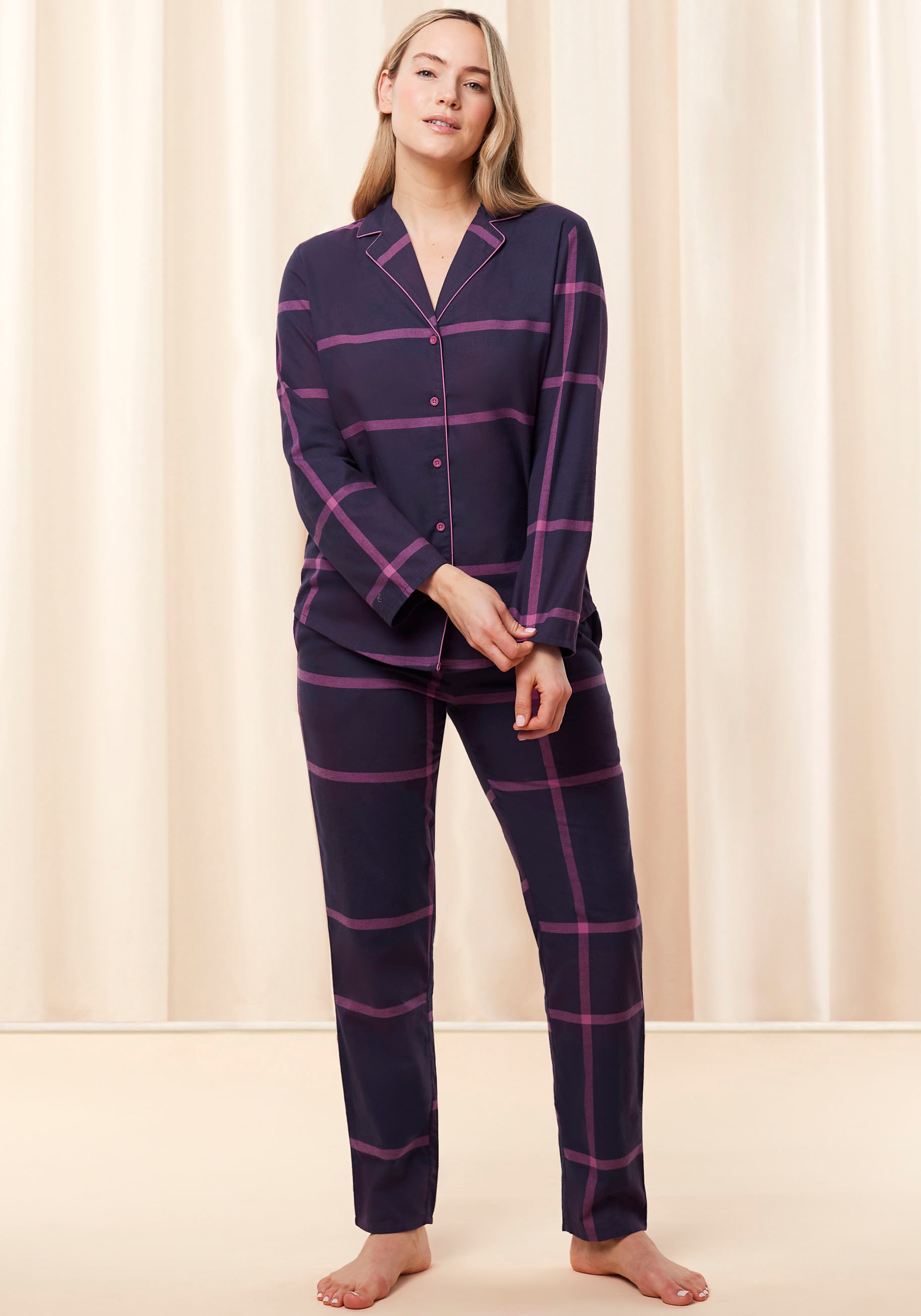 Triumph Schlafanzug »Boyfriend PW X bestellen Pyjama seitlichen 2 & mit (Set, Rechnung auf Taschen tlg.), Checks«, Wäsche