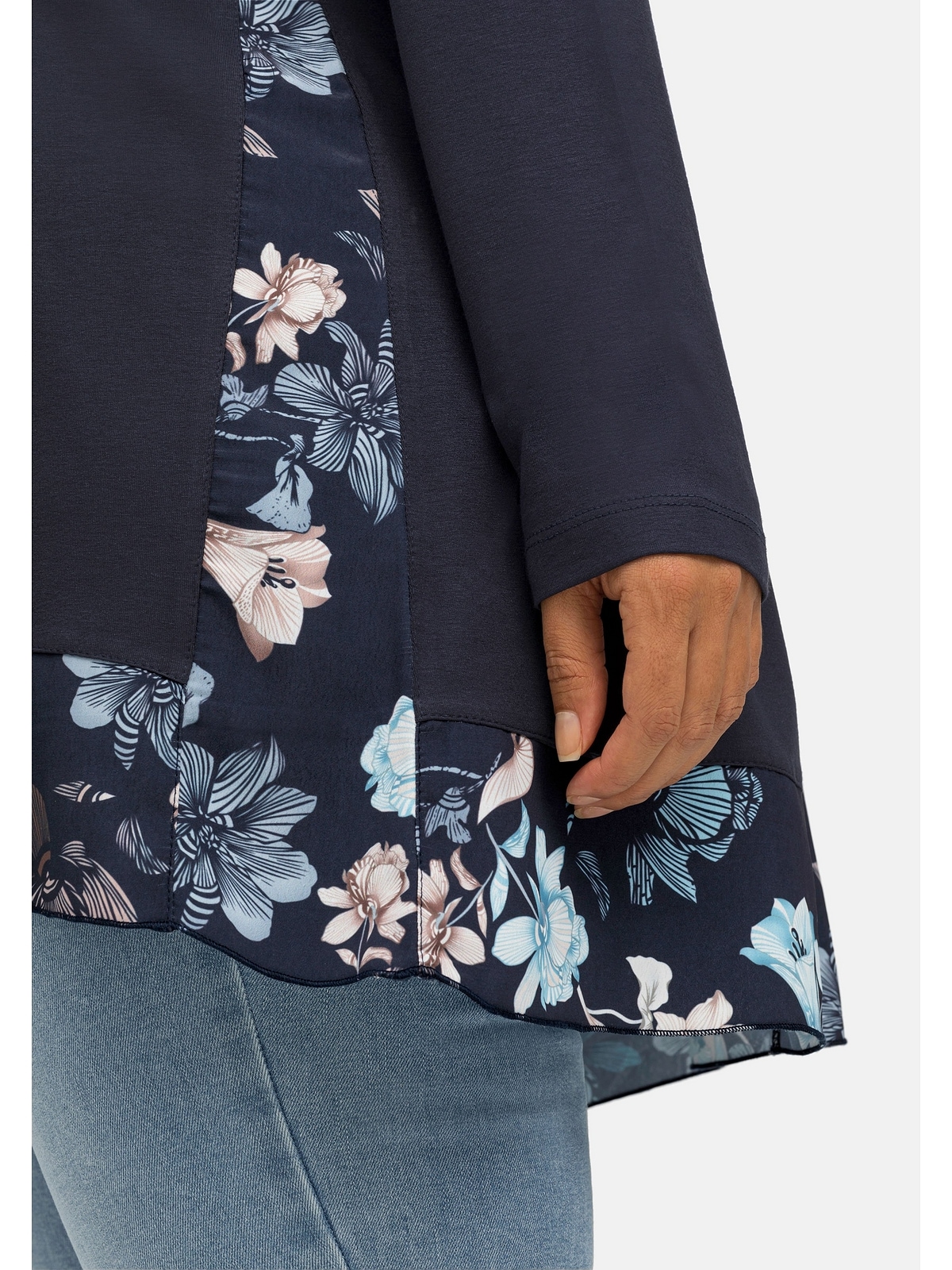 sheego by Joe Browns Langarmshirt »Große Größen«, mit floral bedruckten  Einsätzen online | I'm walking