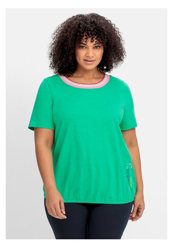 Sheego T-Shirt »Große Größen«, mit gestreifter Rippblende und Gummizugbund kaufen