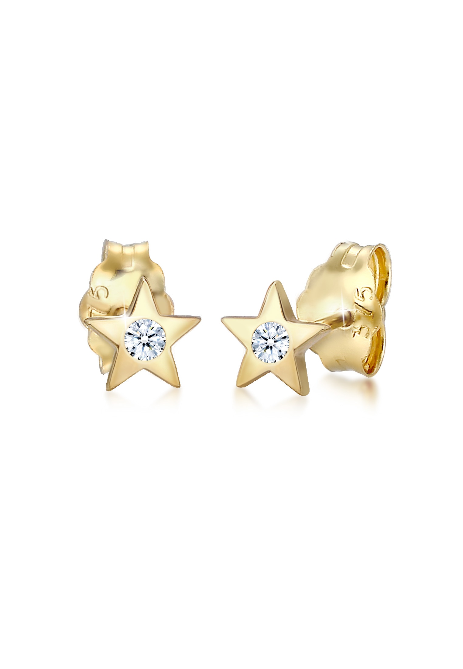 | (0.03ct) Elli 375 DIAMONDS kaufen Stern Diamant online I\'m walking Gelbgold« Paar Astro »Stecker Ohrstecker
