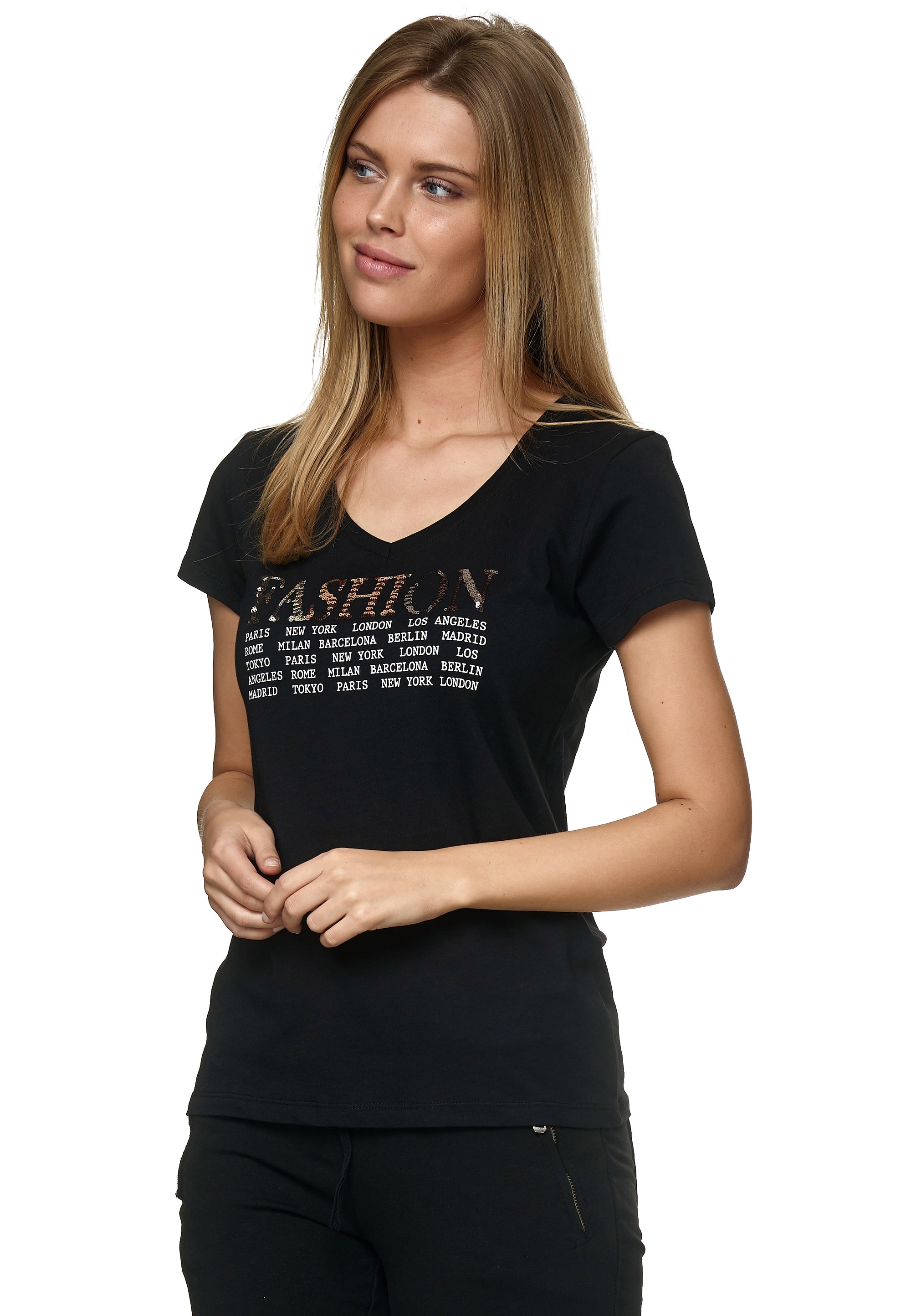 T-Shirt, schickem Pailettenbesatz mit online Decay