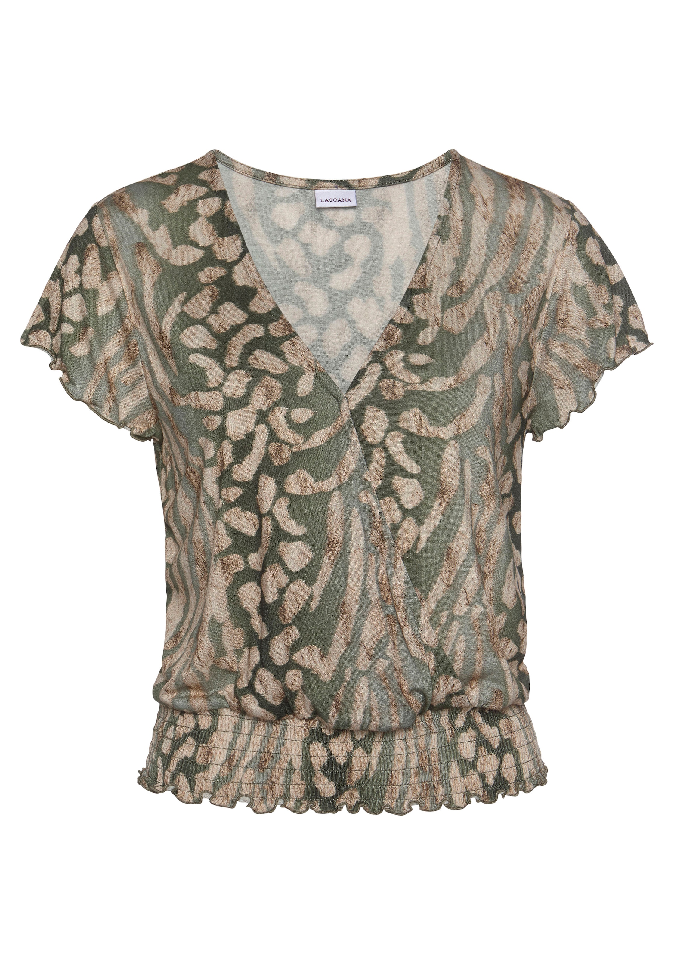 LASCANA Kurzarmshirt, mit Blusenshirt Animalprint, bestellen casual-chic mit V-Auschnitt,