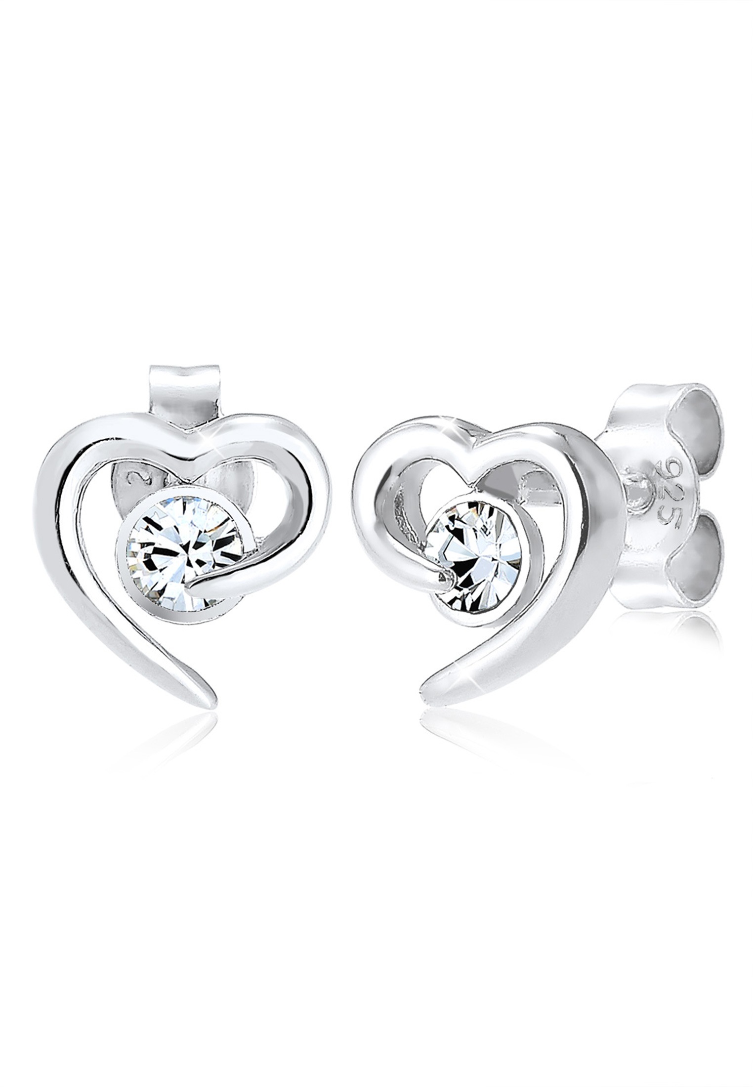 Elli Paar Ohrstecker Herz Kristalle Liebe 925 Silber