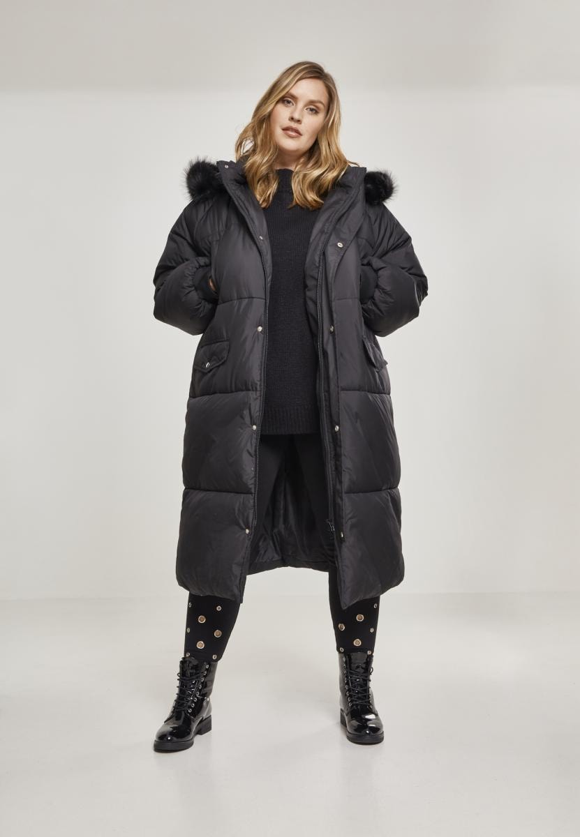 URBAN CLASSICS Winterjacke »Damen Ladies Oversize Faux Fur Puffer Coat«, (1  St.), mit Kapuze kaufen | I\'m walking | Jacken