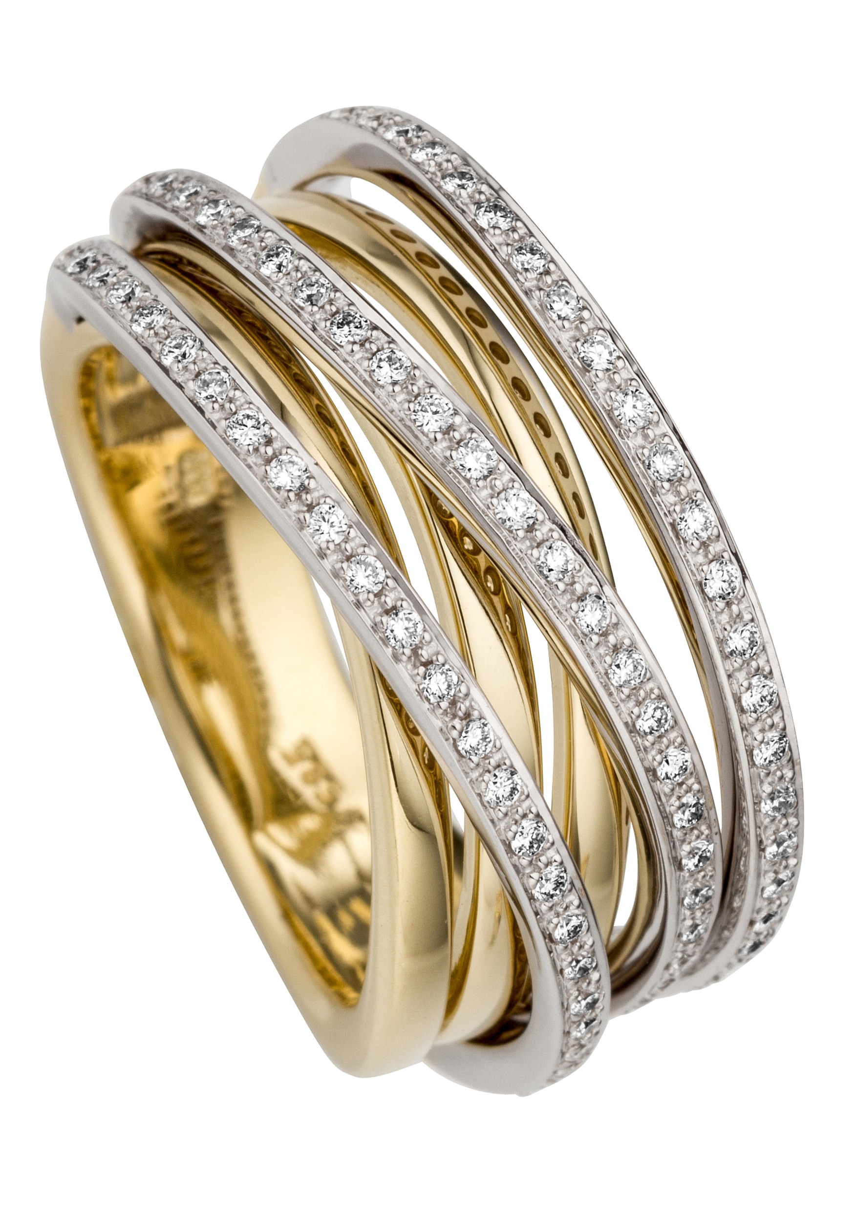 JOBO Fingerring | kaufen online Gold walking »Breiter Diamanten«, 78 I\'m bicolor Ring mit 585