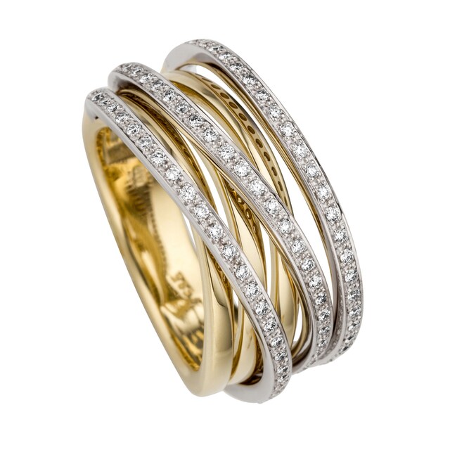 JOBO Fingerring »Breiter Ring mit 78 Diamanten«, 585 Gold bicolor online  kaufen | I'm walking