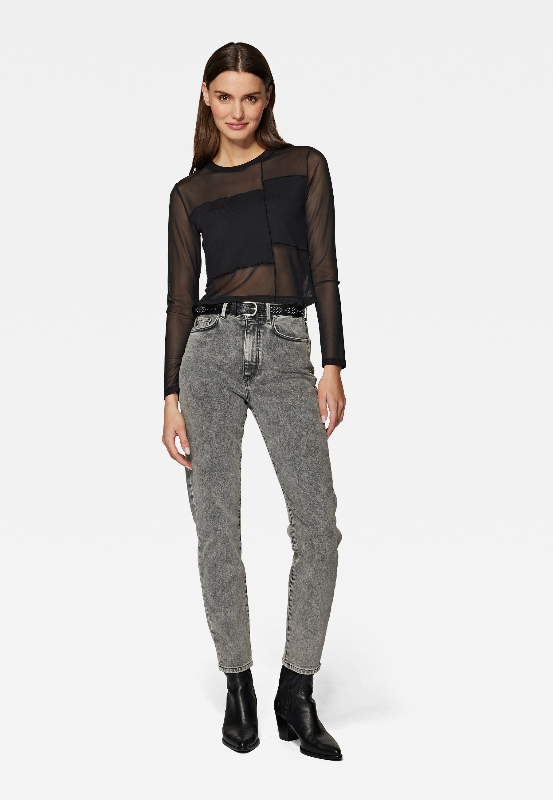 Mavi Langarmshirt »LONG SLEEVE TEE«, Schwarzes Top mit transparentem Detail kaufen