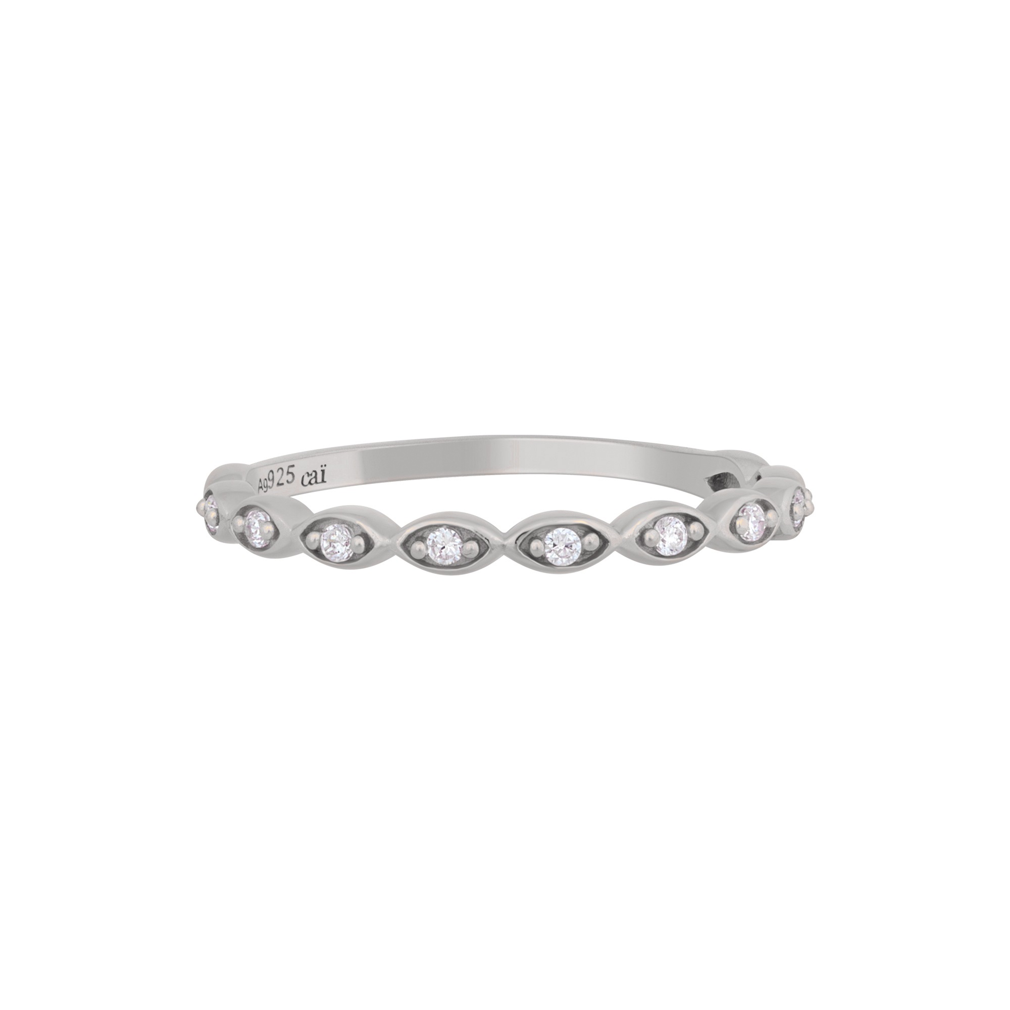 CAÏ Fingerring 925/- Sterling Silber rhodiniert Zirkonia Stacking