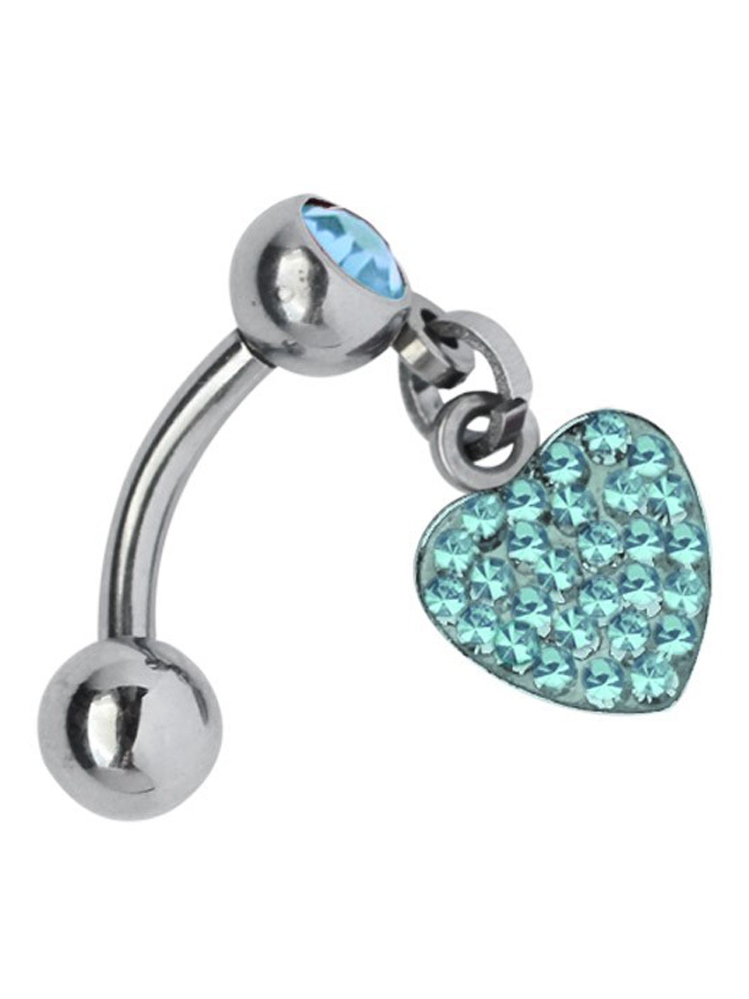 Adelia´s Bauchnabelpiercing Piercing  Piercing Bauchnabelpiercing Titan Banane - Bauchnabel Piercing Herzanhänger hellblau