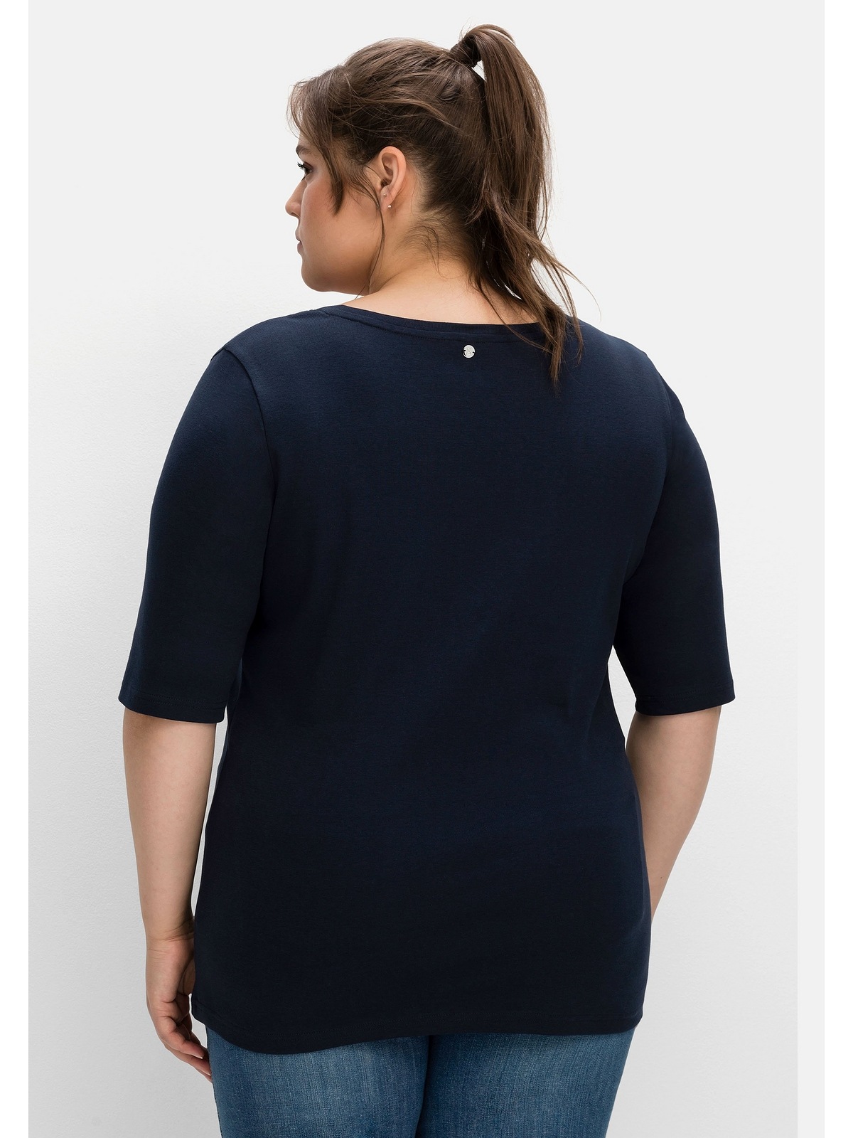 Sheego T-Shirt »Große Größen«, mit V-Ausschnitt, I\'m Rippqualität online walking | in