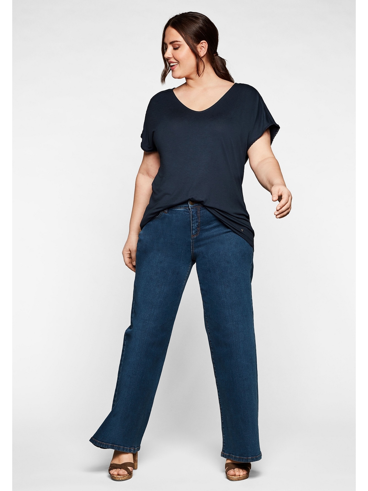 Sheego T-Shirt Schulternaht mit Spitze kaufen und Ärmeln an Größen«, »Große
