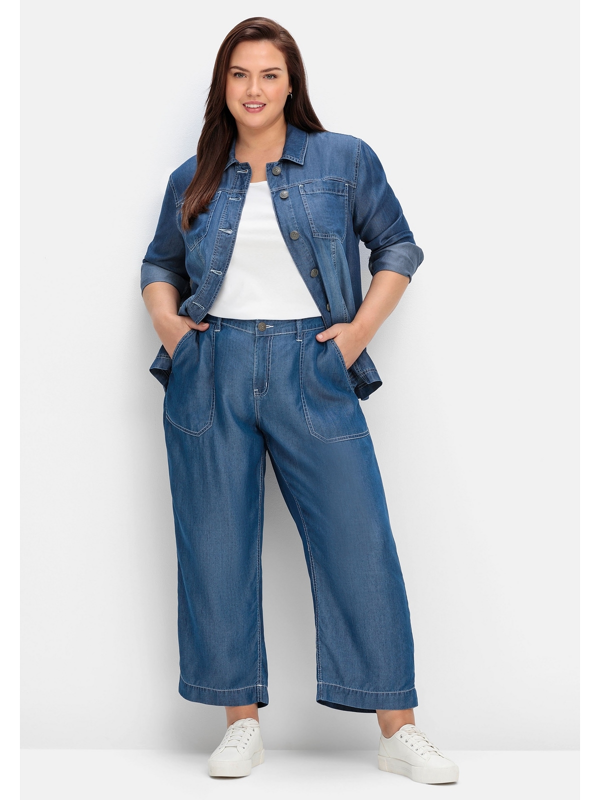Sheego Weite Jeans »Große I\'m Größen«, kaufen aus TENCEL™ Lyocell, Kontrastnähten | walking mit