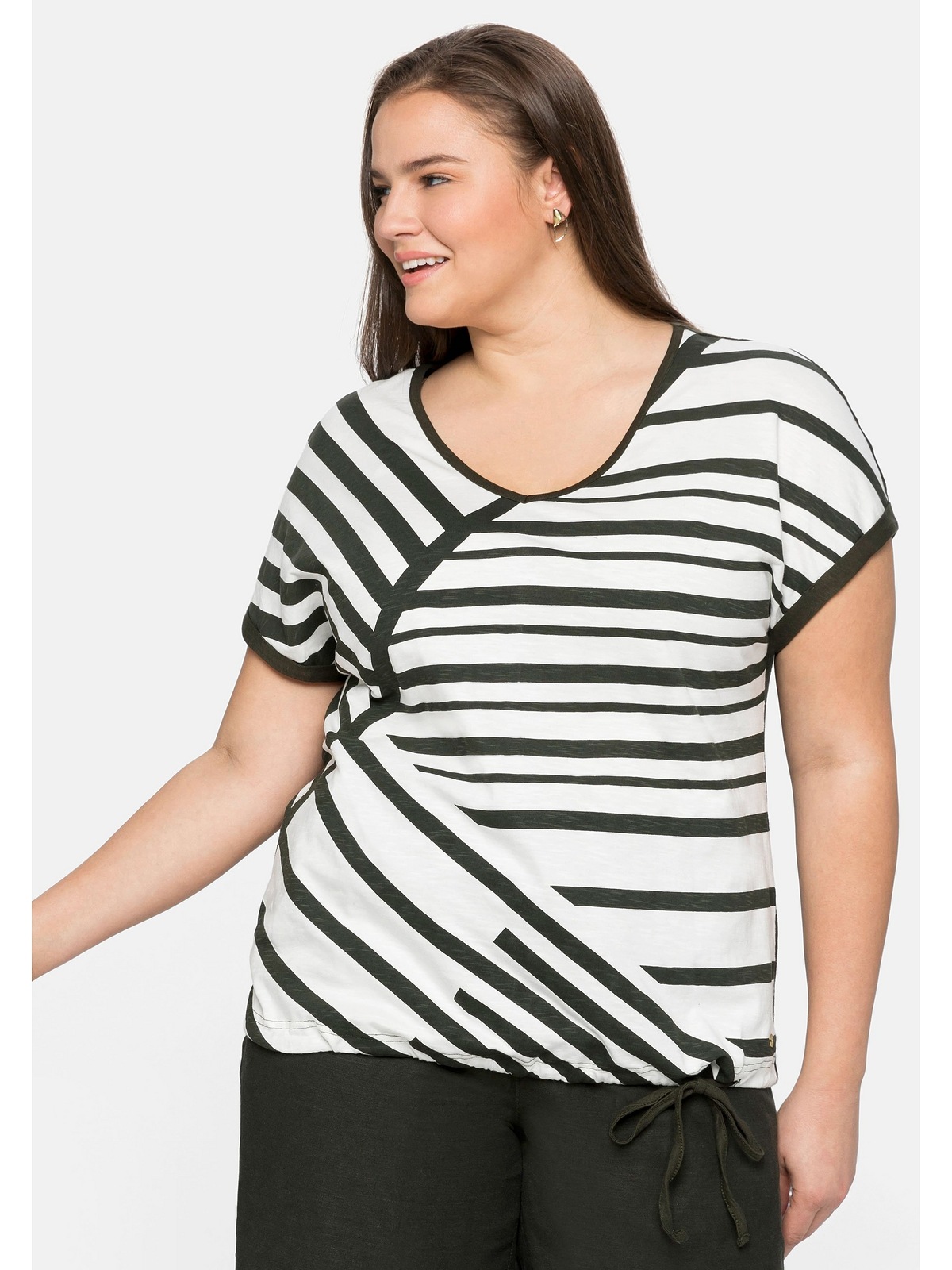 Sheego T-Shirt »Große Größen«, mit kaufen und Tunnelzug vorn Streifenprint