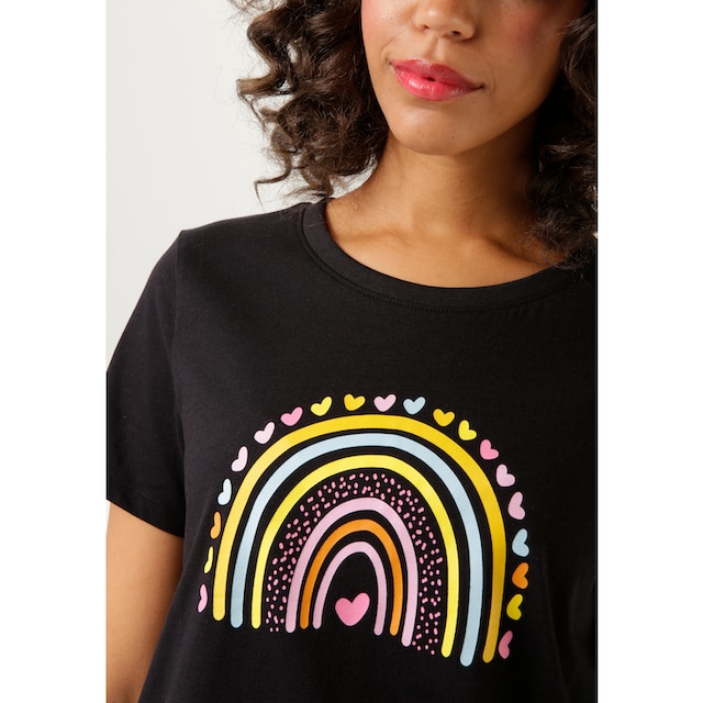Aniston CASUAL T-Shirt, Frondruck mit bunten Bögen und Herzchen - NEUE  KOLLEKTION online kaufen | I\'m walking