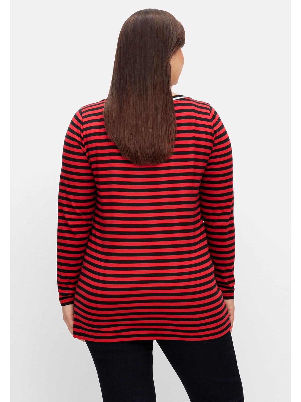 Sheego Langarmshirt »Große Größen«, mit Streifen und Effektgarn-Details  online kaufen | I\'m walking