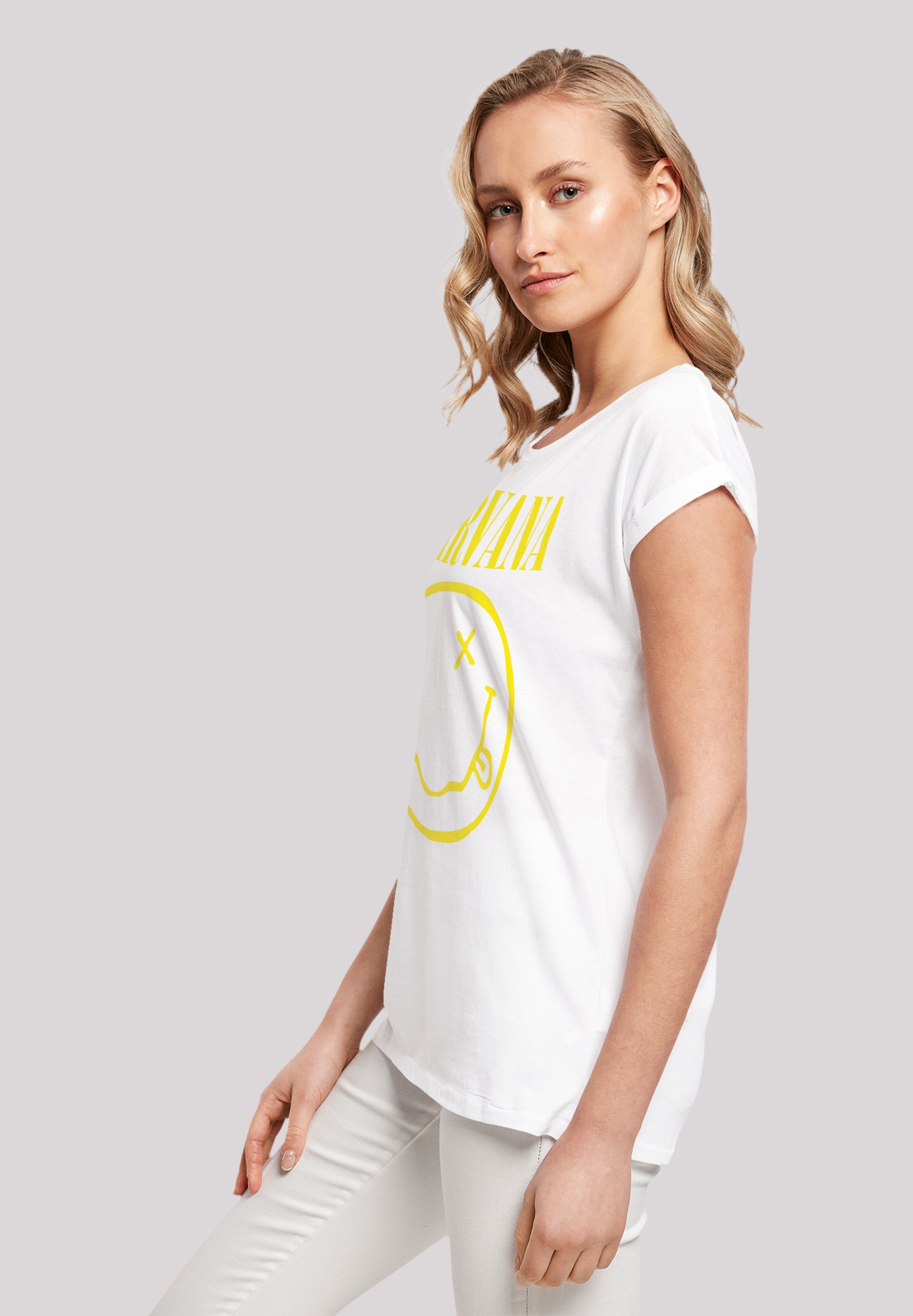 F4NT4STIC T-Shirt »Nirvana Rock Band Yellow Happy Face«, Premium Qualität  online kaufen | I'm walking