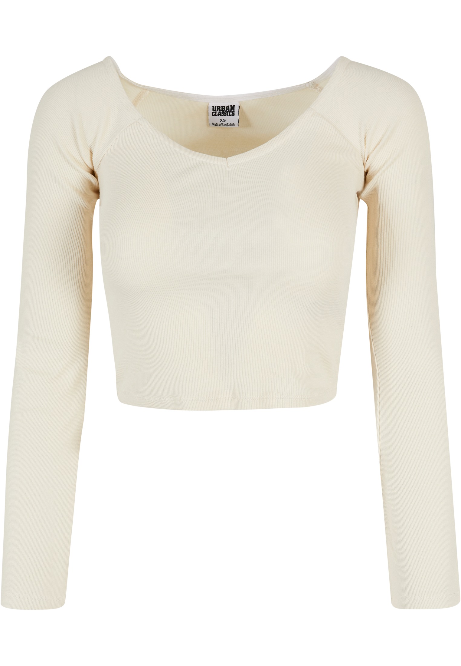 URBAN CLASSICS Langarmshirt »Damen Ladies Short Rib Wide V-Neck  Longsleeve«, (1 tlg.) online kaufen | I\'m walking
