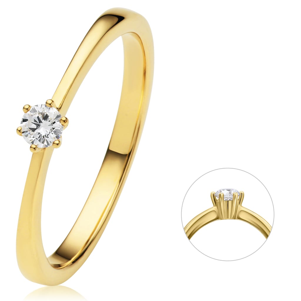 ONE ELEMENT Diamantring 0 10 ct Diamant Brillant Ring aus 750 Gelbgold Damen Gold Schmuck