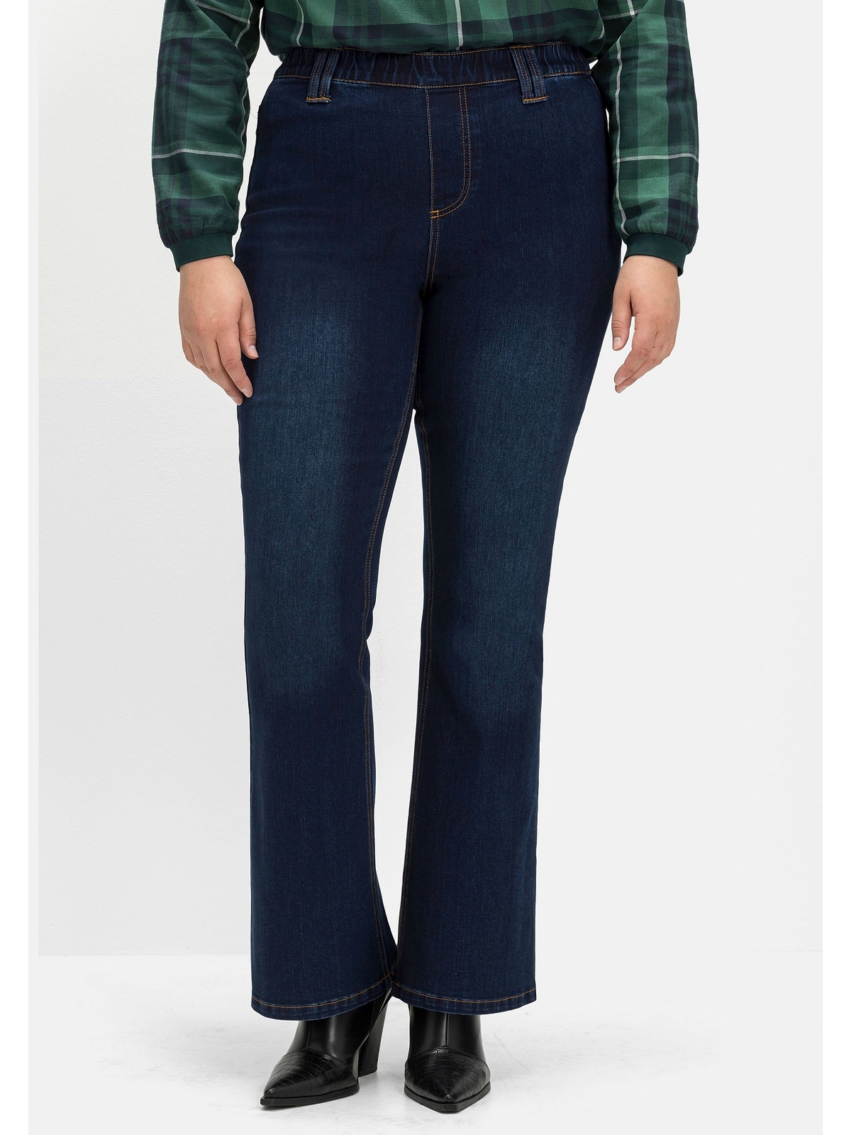 Sheego Gummibund kaufen und Größen«, Kontrastnähten »Große Bootcut-Jeans mit