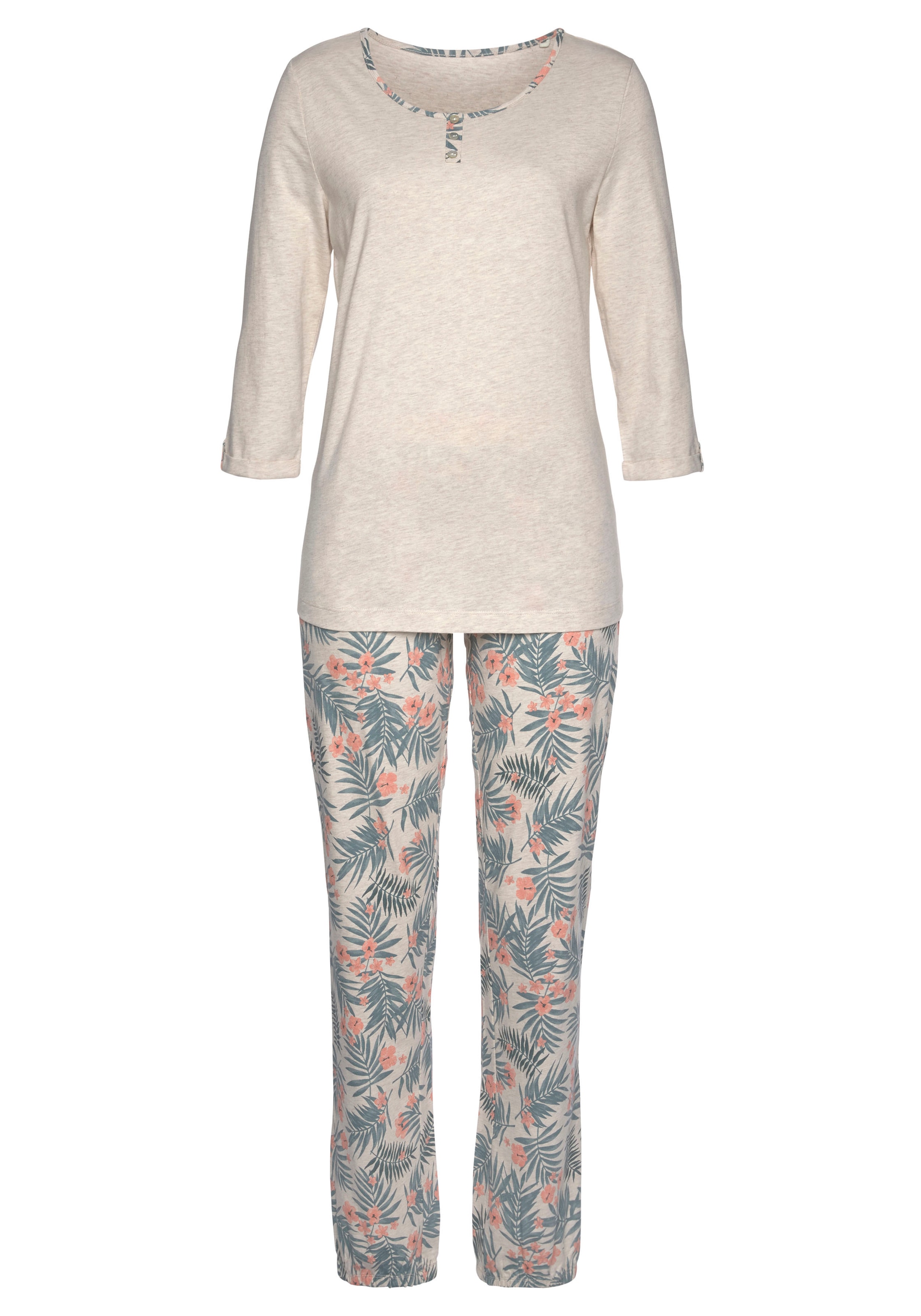 LASCANA Pyjama, (2 tlg., 1 Stück), mit gemusterter Hose & Wäsche auf  Rechnung bestellen