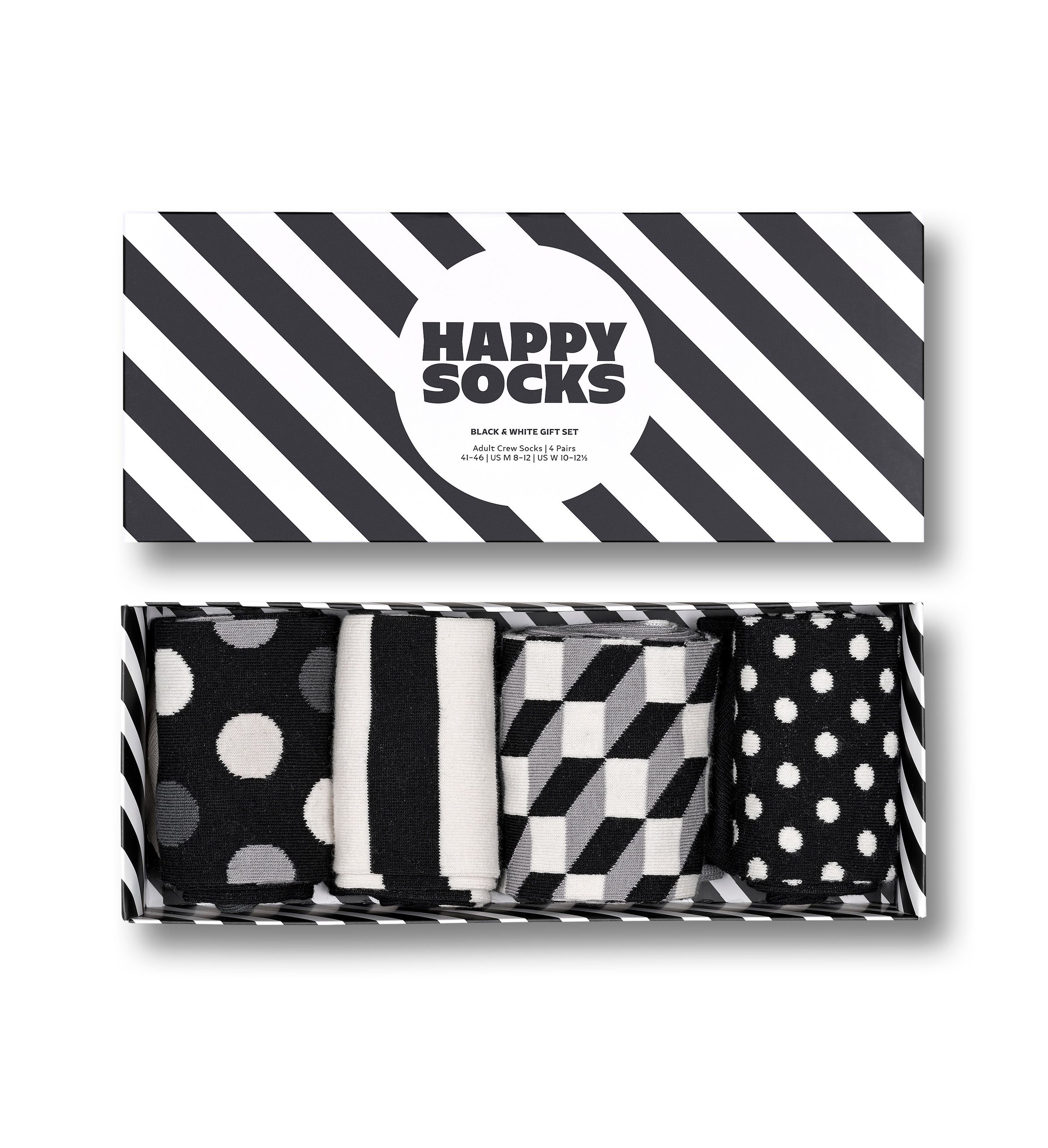 Happy Set Socks Classic walking im Socken, Onlineshop 4 White & I\'m Paar), Black Gift (Packung, Socks |