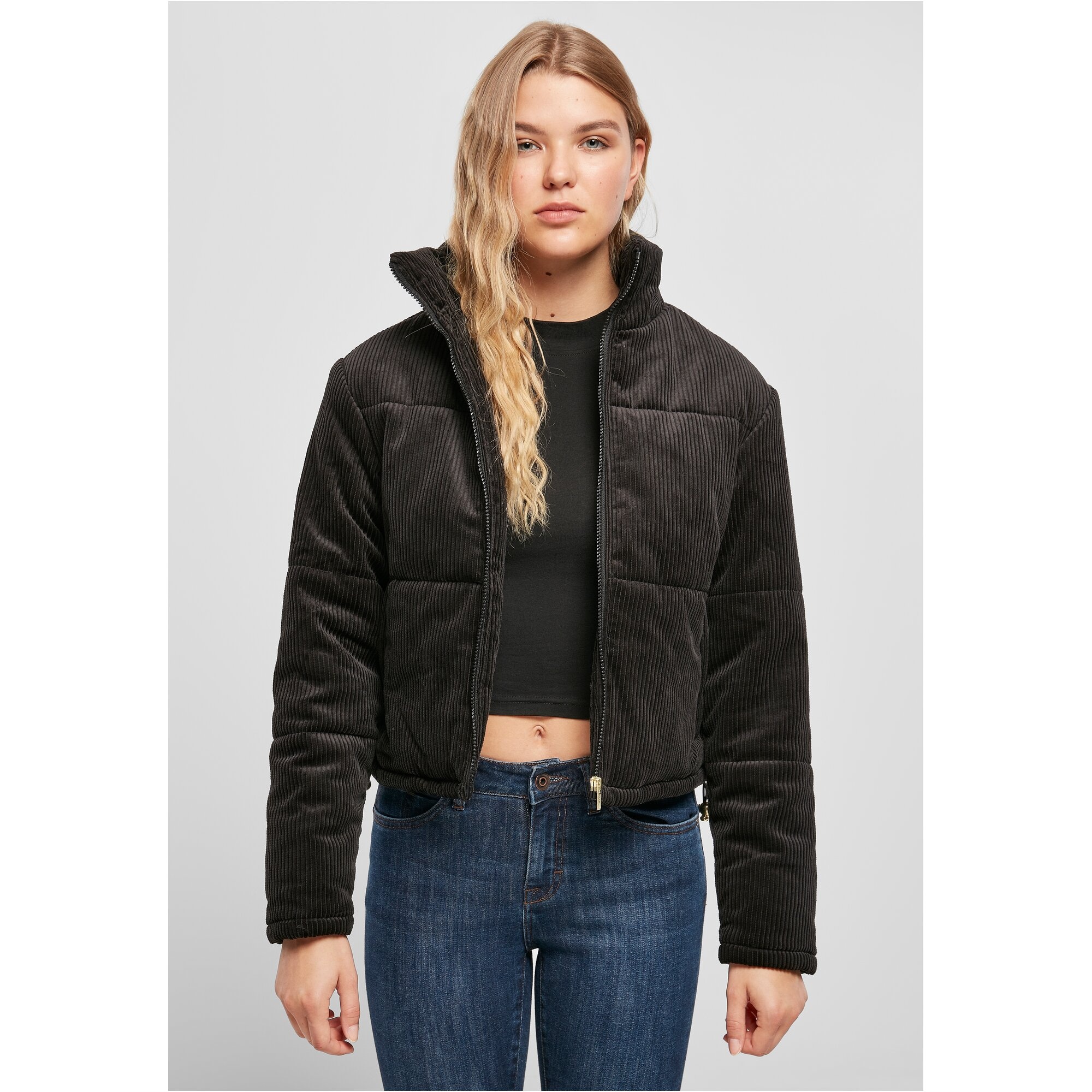 URBAN CLASSICS Winterjacke »Damen Ladies Corduroy Puffer Jacket«, (1 St.),  ohne Kapuze bestellen