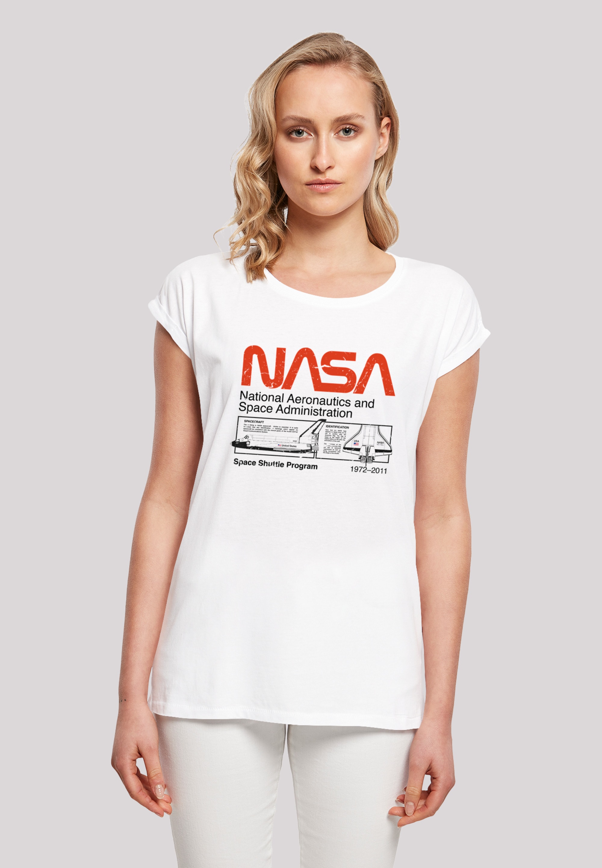 online Ärmel,Bedruckt Shuttle T-Shirt Classic | walking I\'m Regular-Fit,Kurze »NASA Space F4NT4STIC Merch, White«, Damen,Premium kaufen