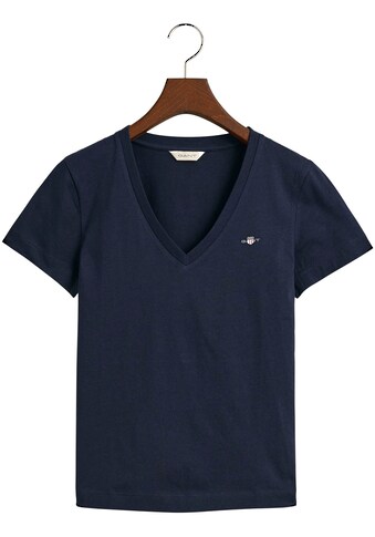 T-Shirt »REG SHIELD KA V-NECK T-SHIRT«, mit einer kleinen Logostickerei auf der Brust