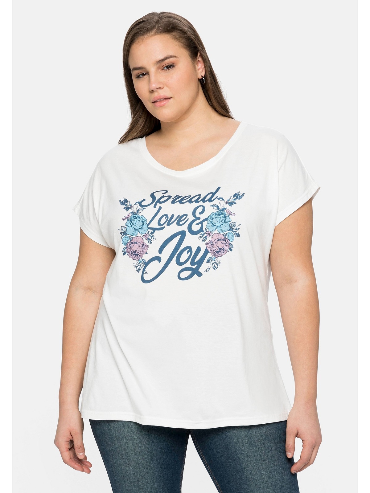sheego by Joe Browns T-Shirt »Große Größen«, mit Blumendruck und  Statement-Print bestellen | I'm walking