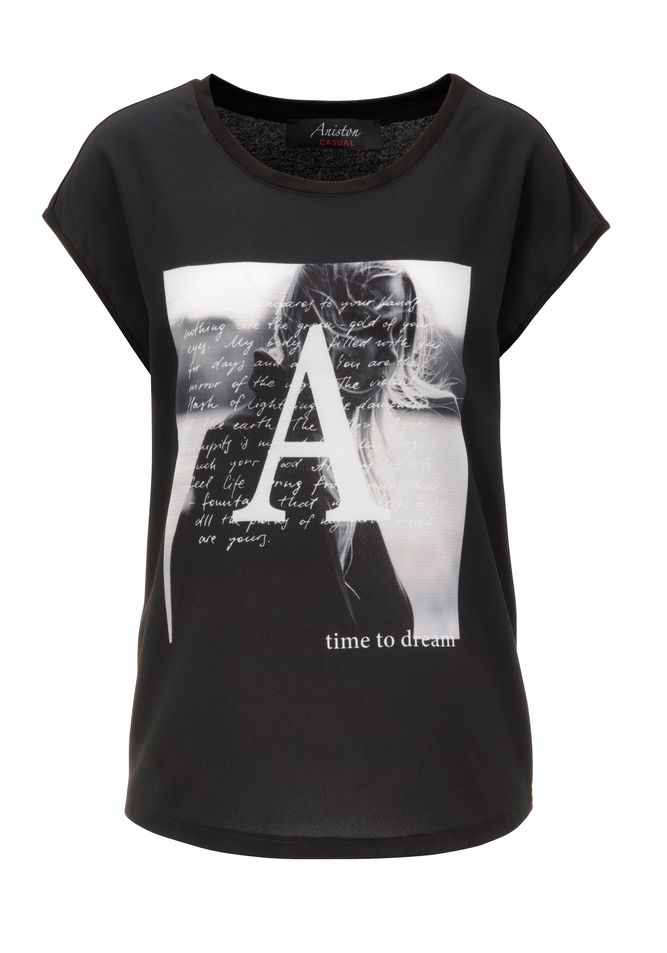 Aniston CASUAL T-Shirt, verträumten walking I\'m online mit | Frontdruck