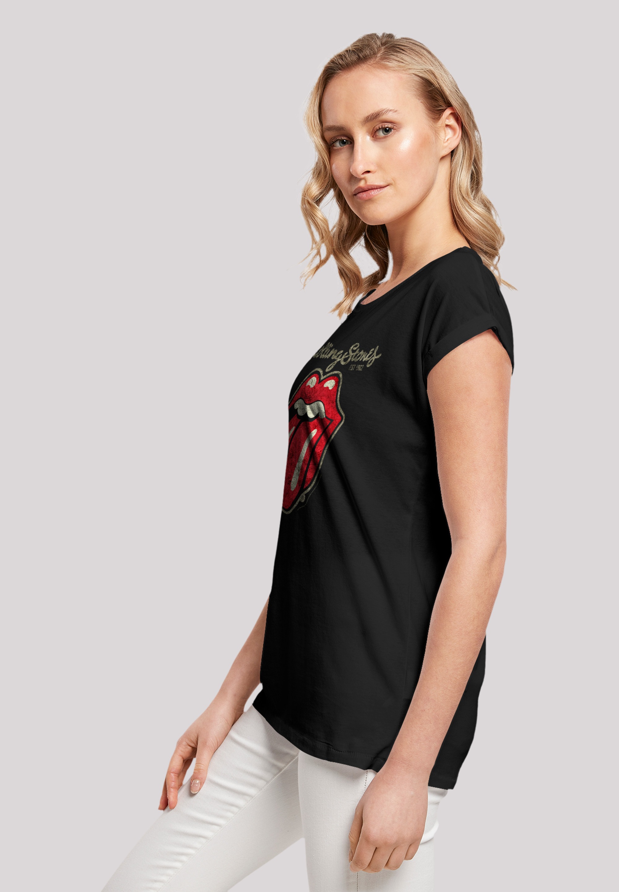 F4NT4STIC T-Shirt »The Rolling Stones Plastered Tongue Washed«, Premium  Qualität | I\'m walking