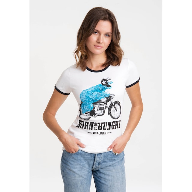 T-Shirt lizenziertem Print shoppen »Sesamstrasse I\'m Krümelmonster mit – walking | Motorrad«, LOGOSHIRT