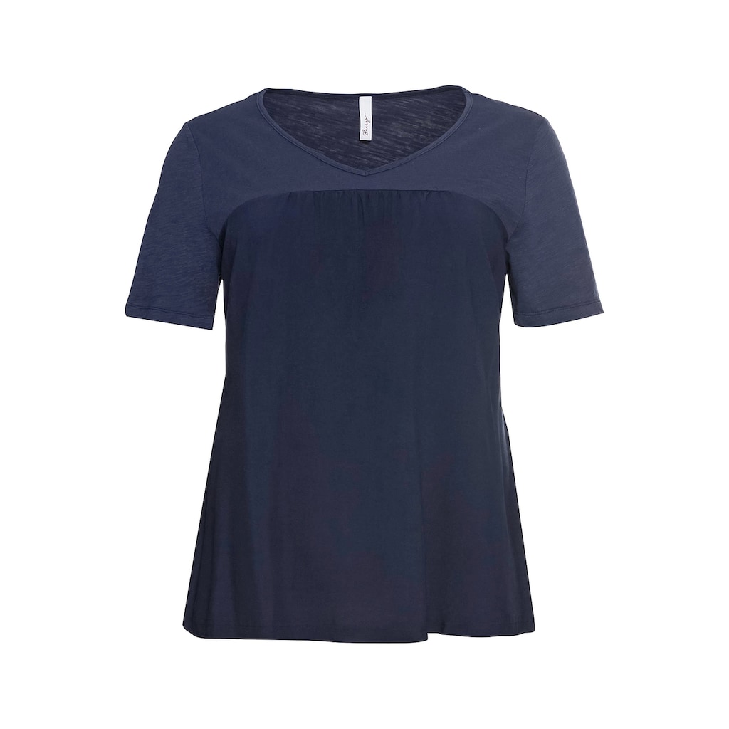Sheego T-Shirt Große Größen im Materialmix in A-Linie